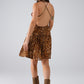 Halter Open Back BabyDoll chiffon Dress in Leopard Print