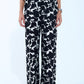 Q2 Hawaiian Floral Print Straight Pants in Black and White