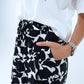 Hawaiian Floral Print Straight Pants in Black and White