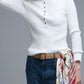 henley Long Sleeve Ribbed Sweater in White
