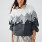 Q2 Herringbone Pattern Sweater With Sequin Details In Grey