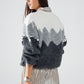 Herringbone Pattern Sweater With Sequin Details In Grey