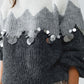 Herringbone Pattern Sweater With Sequin Details In Grey