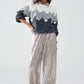 Herringbone Pattern Sweater With Sequin Details In Grey