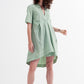 Q2 High low dress with empire waistline in green