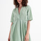 High low dress with empire waistline in green