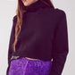 High neck cropped jumper in black