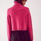 Jersey cropped de cuello alto en fucsia