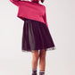 Jersey cropped de cuello alto en fucsia