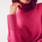 Jersey cropped de cuello alto en fucsia