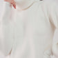 Q2 High neck jumper with balloon sleeve in cream