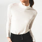 Q2 High neck long sleeve top in cream modal