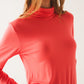 Q2 High neck long sleeve top in orange modal