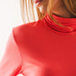 High neck long sleeve top in orange modal