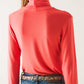 High neck long sleeve top in orange modal