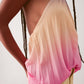 High neck pleat top in pink ombre