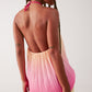 High neck pleat top in pink ombre