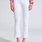 Q2 High Rise Basic Flared Jeans In White