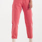 Q2 High rise mom jeans with pleat front in pink