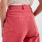 High rise mom jeans with pleat front in pink