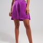 High rise satin shorts in purple