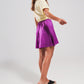 High rise satin shorts in purple