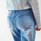 High waist button detail mom jeans