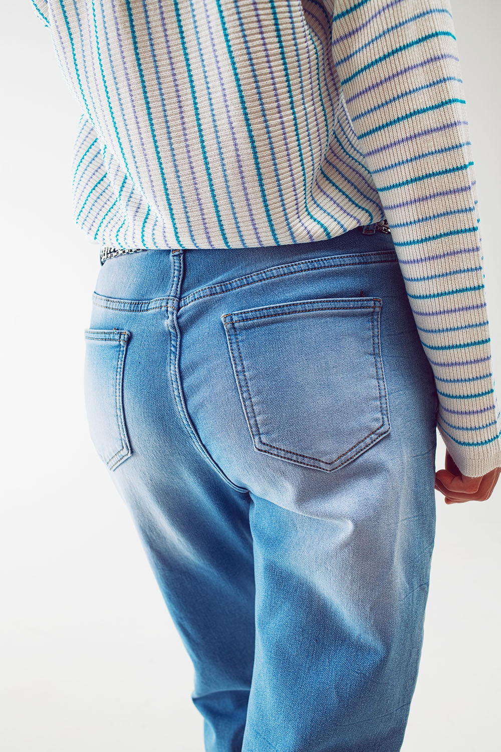 High waist button detail mom jeans