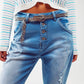 High waist button detail mom jeans