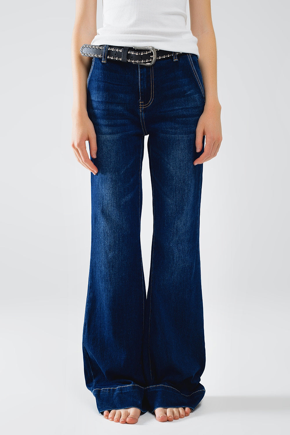 Q2 High waist Dark Blue Flare Jeans