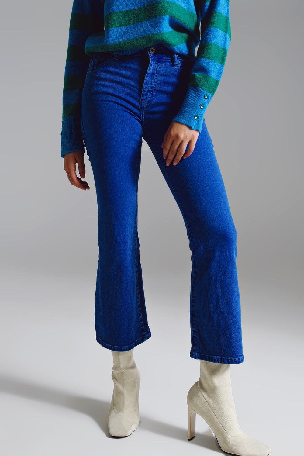 High waist flair jeans in blue