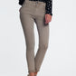 Q2 high waist skinny jeans in beige