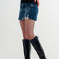 Q2 High waisted denim mini skirt with medium washed ripped