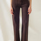 Q2 high waisted front pockets flare jeans in dark brown