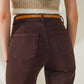 high waisted front pockets flare jeans in dark brown