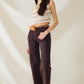 high waisted front pockets flare jeans in dark brown