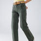 Q2 high waisted front pockets flare jeans in dark khaki