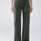 high waisted front pockets flare jeans in dark khaki