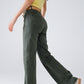 high waisted front pockets flare jeans in dark khaki