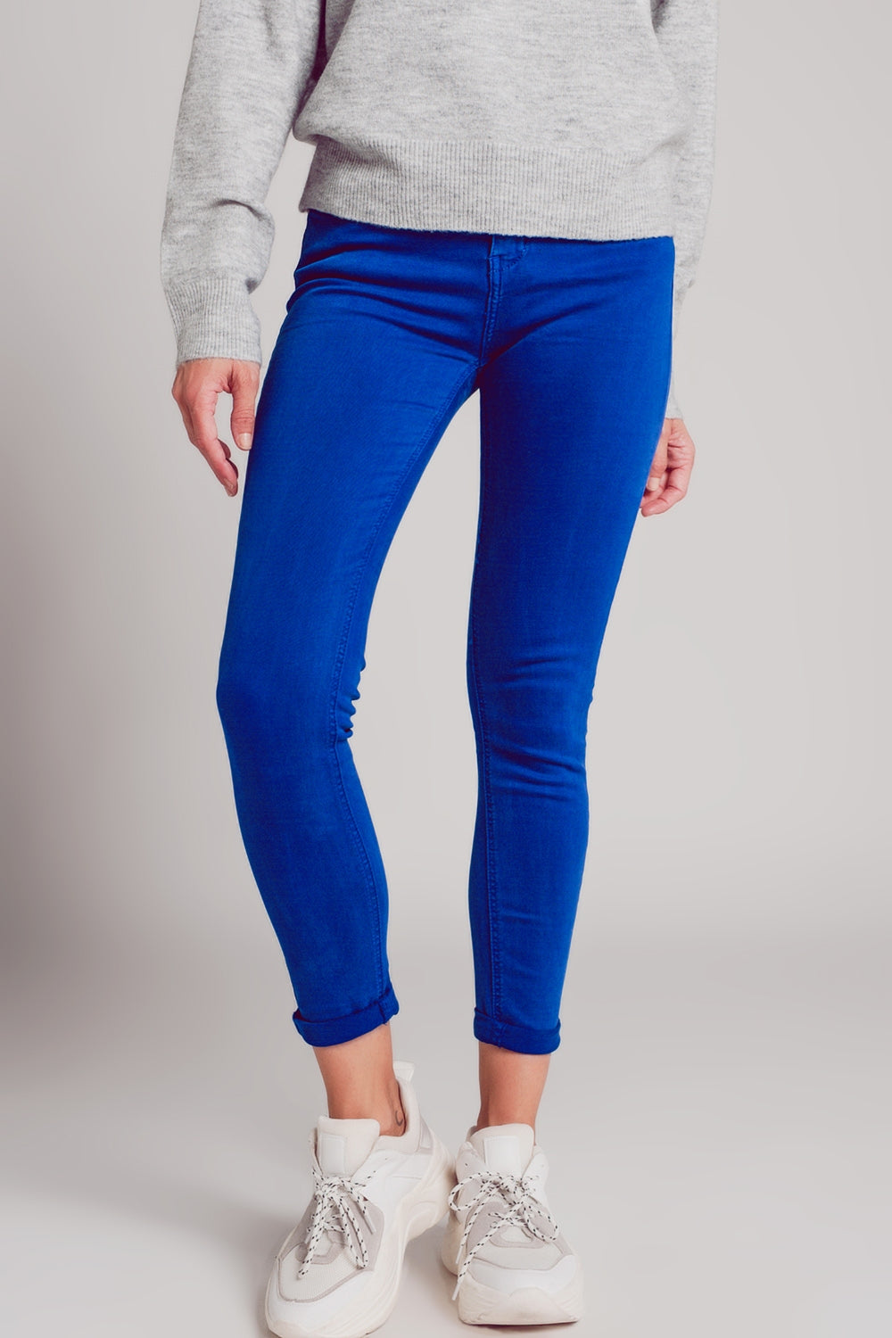 Q2 High waisted skinny jeans in electric blue