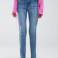 Q2 High waisted super skinny jeans in stonewash vintage blue