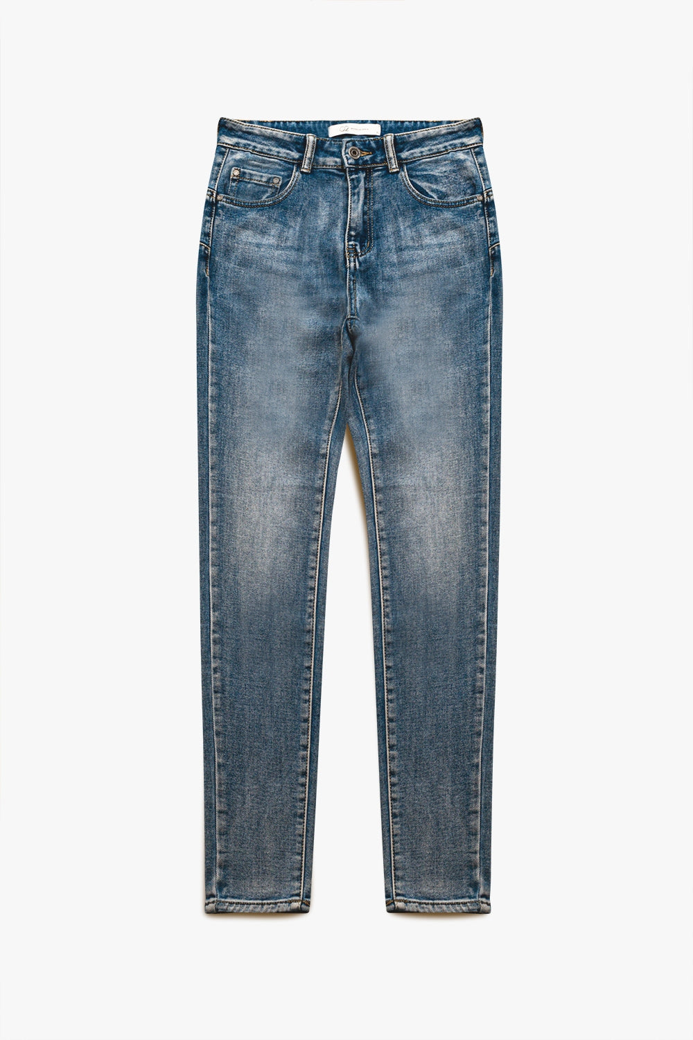 High waisted super skinny jeans in stonewash vintage blue