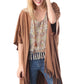 Q2 Jacket in suede with tassel fringed hem