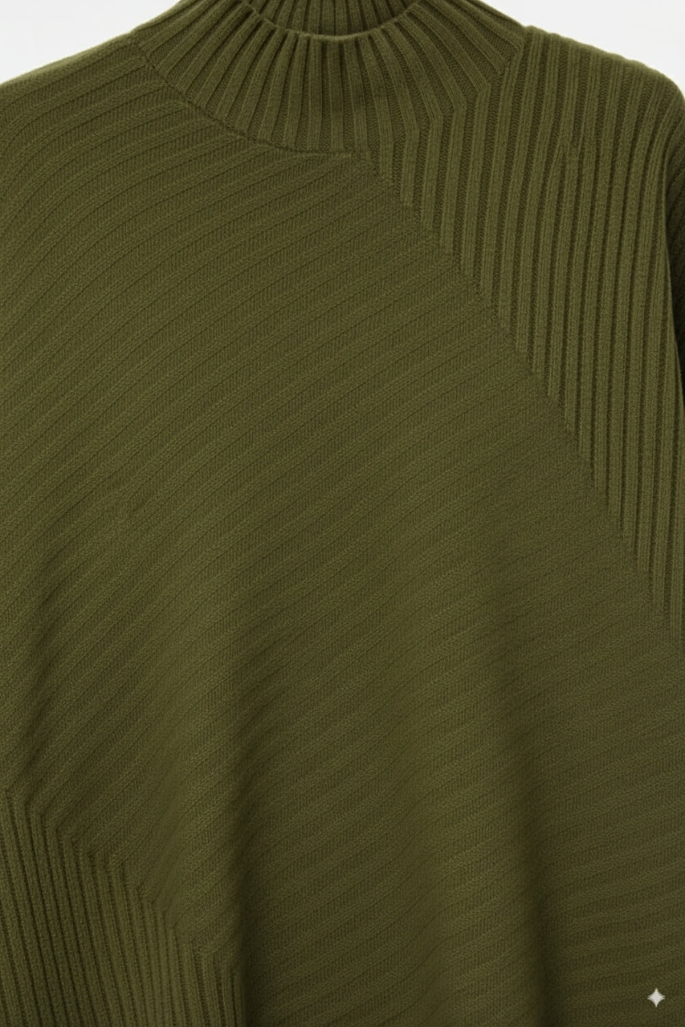 Khaki Asymmetric Ribbed Knit Sweater Tunic