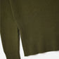 khaki fine ribbed knit sweater with wide boat neck