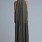 Khaki Halter Neck Maxi Dress With Seam Detailing