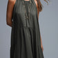 Khaki Halter Neck Maxi Dress With Seam Detailing