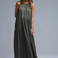 Khaki Halter Neck Maxi Dress With Seam Detailing