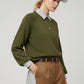 khaki Knitted jumper with balloon sleeves