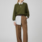 khaki Knitted jumper with balloon sleeves